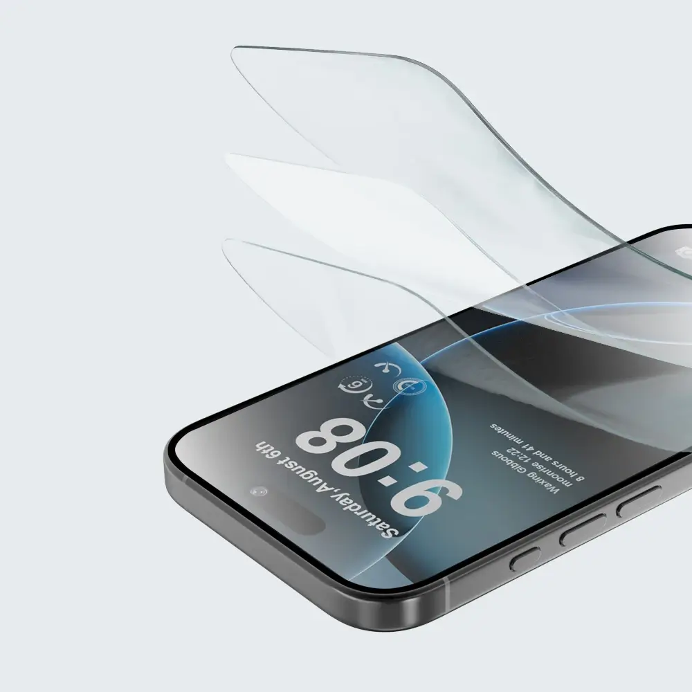 Flexible screen protector sheet with 4 layer construction for impact and scratch resistance