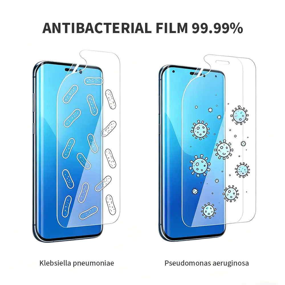 Soft TPU screen protector sheet antibacterial 9999 percent kills bacteria