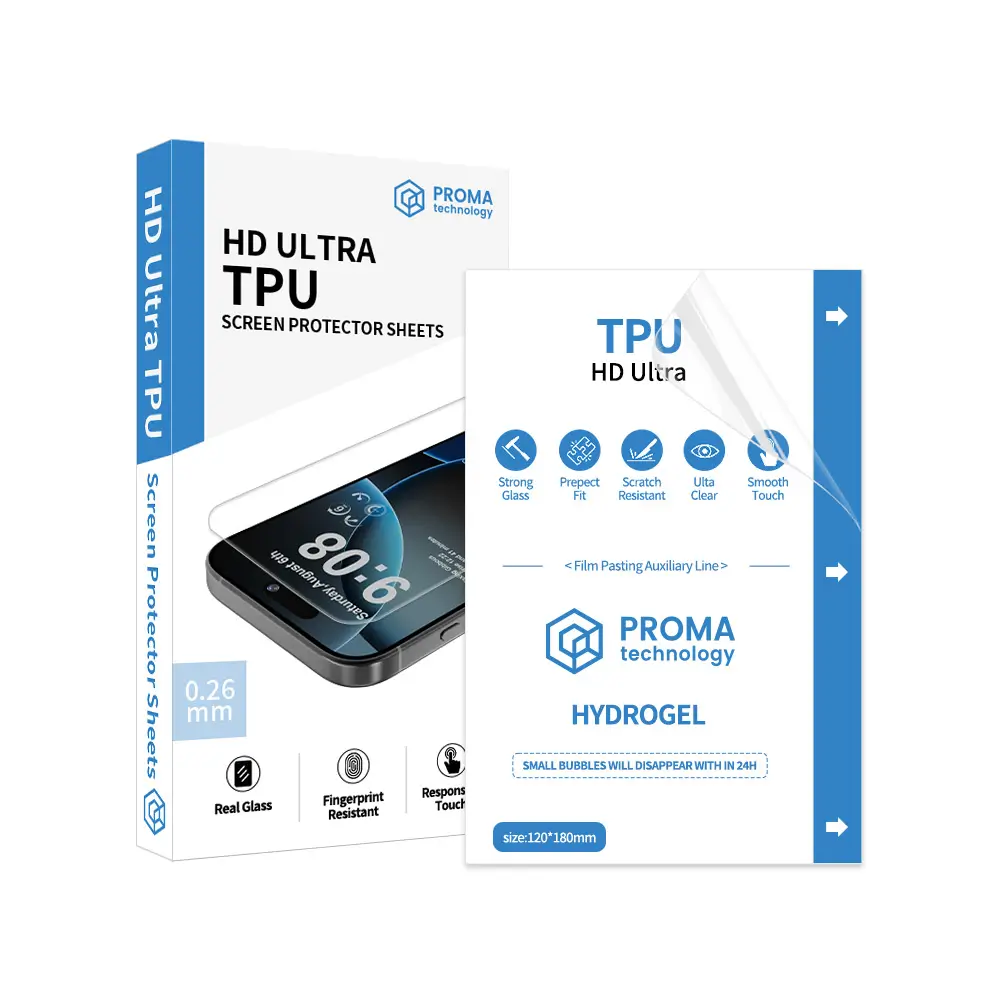 HD Ultra TPU screen protector sheet 0.26mm high performance real glass feel fingerprint resistant responsive touch