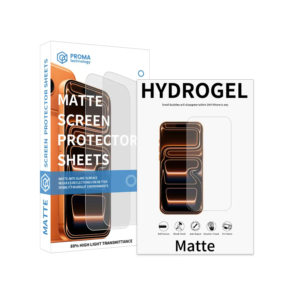 Matte hydrogel screen protector sheet anti glare 88 percent transmittance full screen shock proof self healing