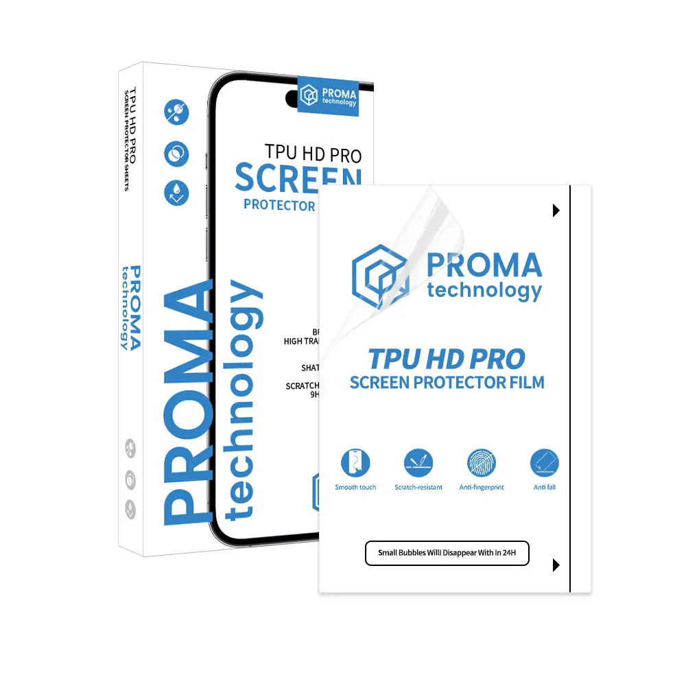 TPU HD Pro screen protector sheet smooth touch scratch resistant anti fingerprint bubbles disappear 24h