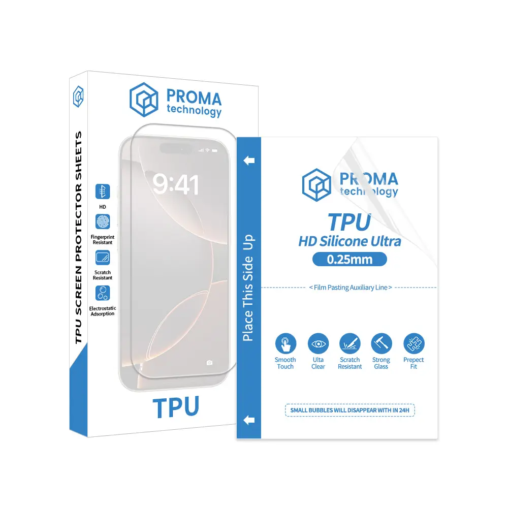 TPU HD screen protector sheet anti fingerprint scratch resistant electrostatic adsorption smooth touch ultra clear