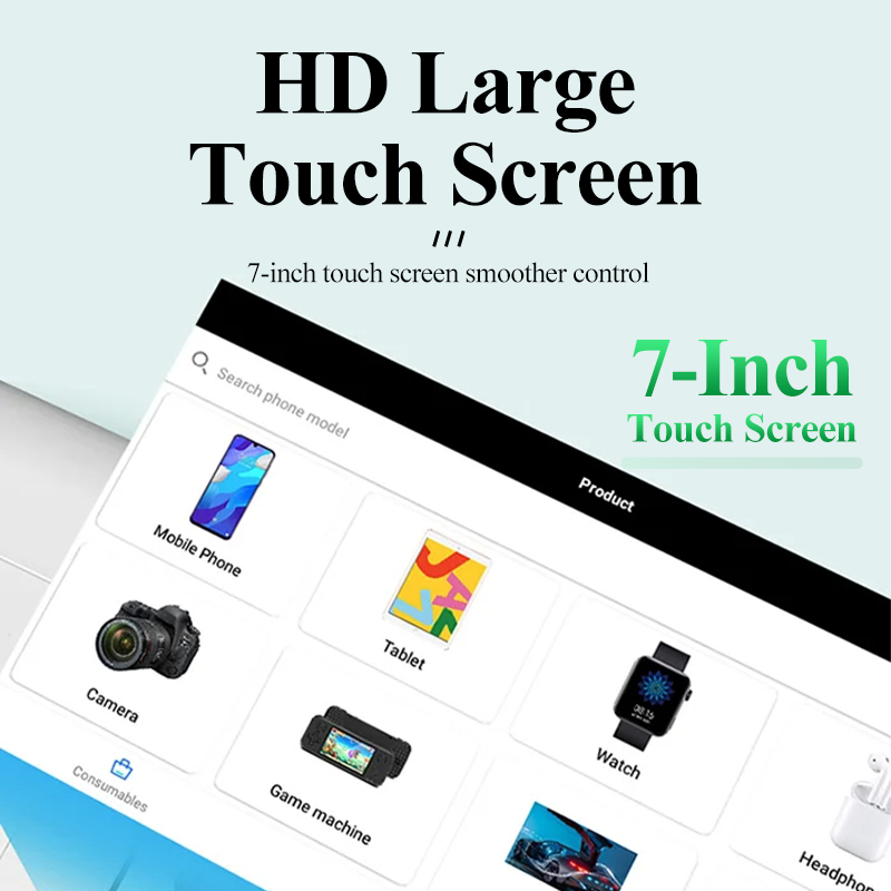 Mobile screen protector cutting machine 7 inch touch screen smooth operation