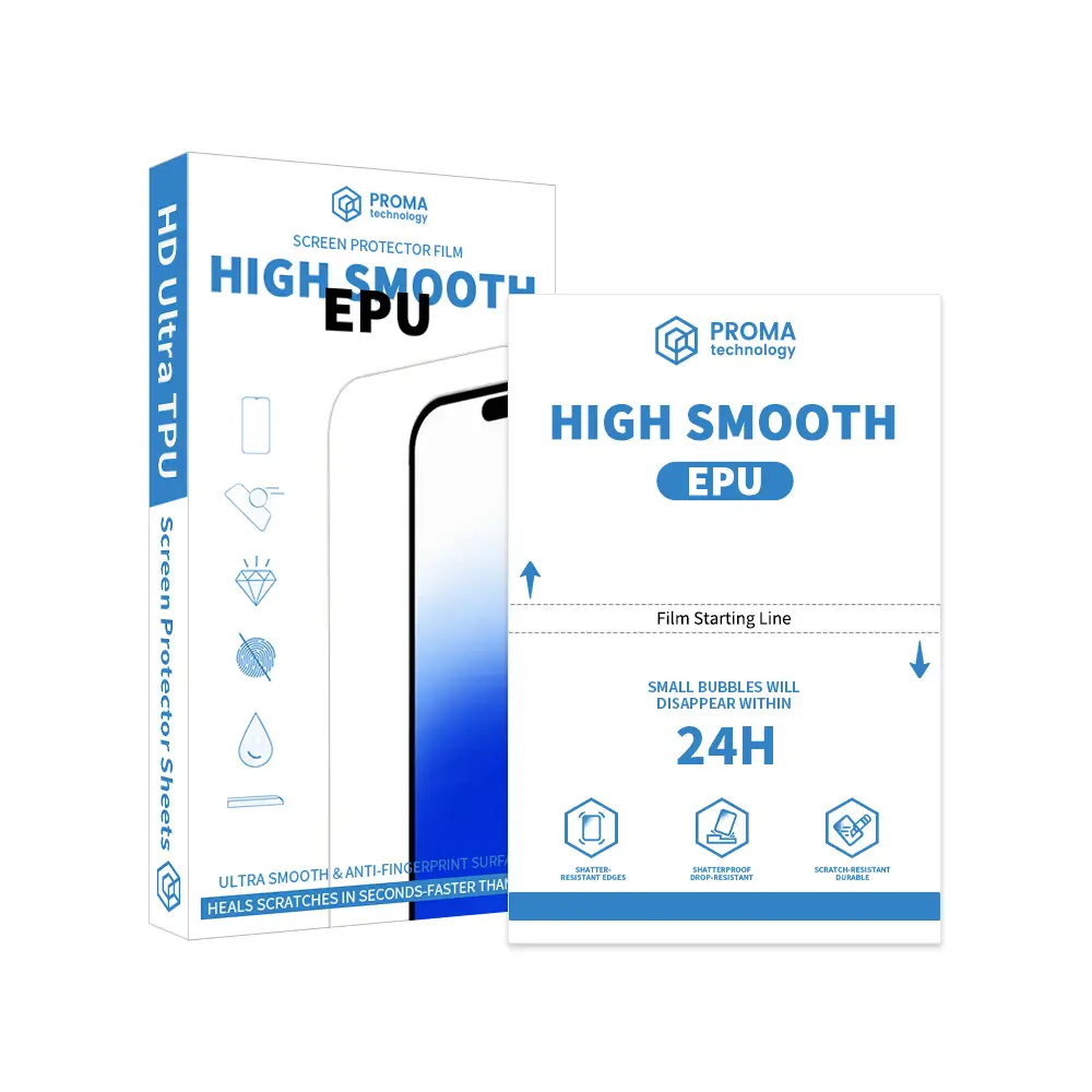 Soft screen protector sheet EPU ultra smooth anti fingerprint heals scratches fast shatterproof drop resistant