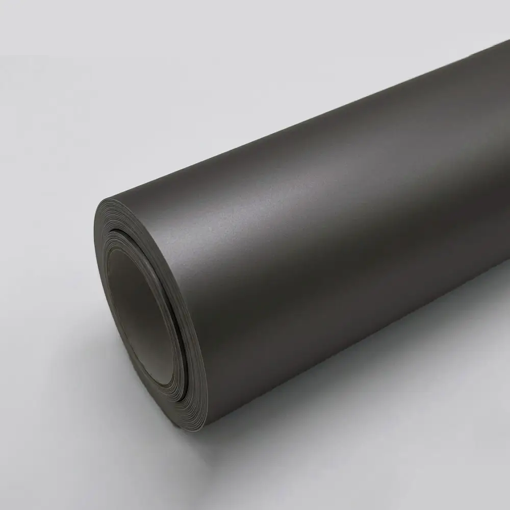 Matte grey car wrap TPU chrome steel finish