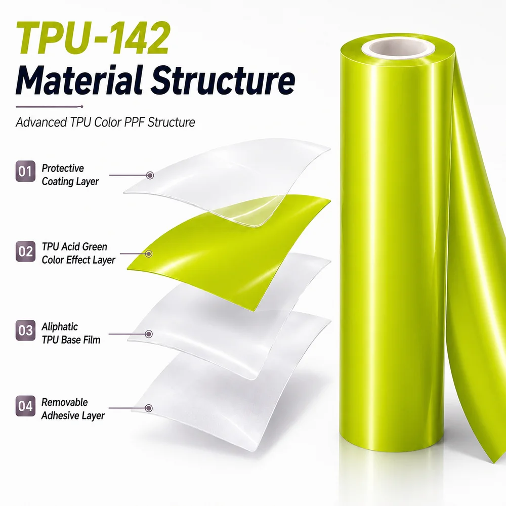 TPU Acid Green Color PPF Car Paint Protective Film