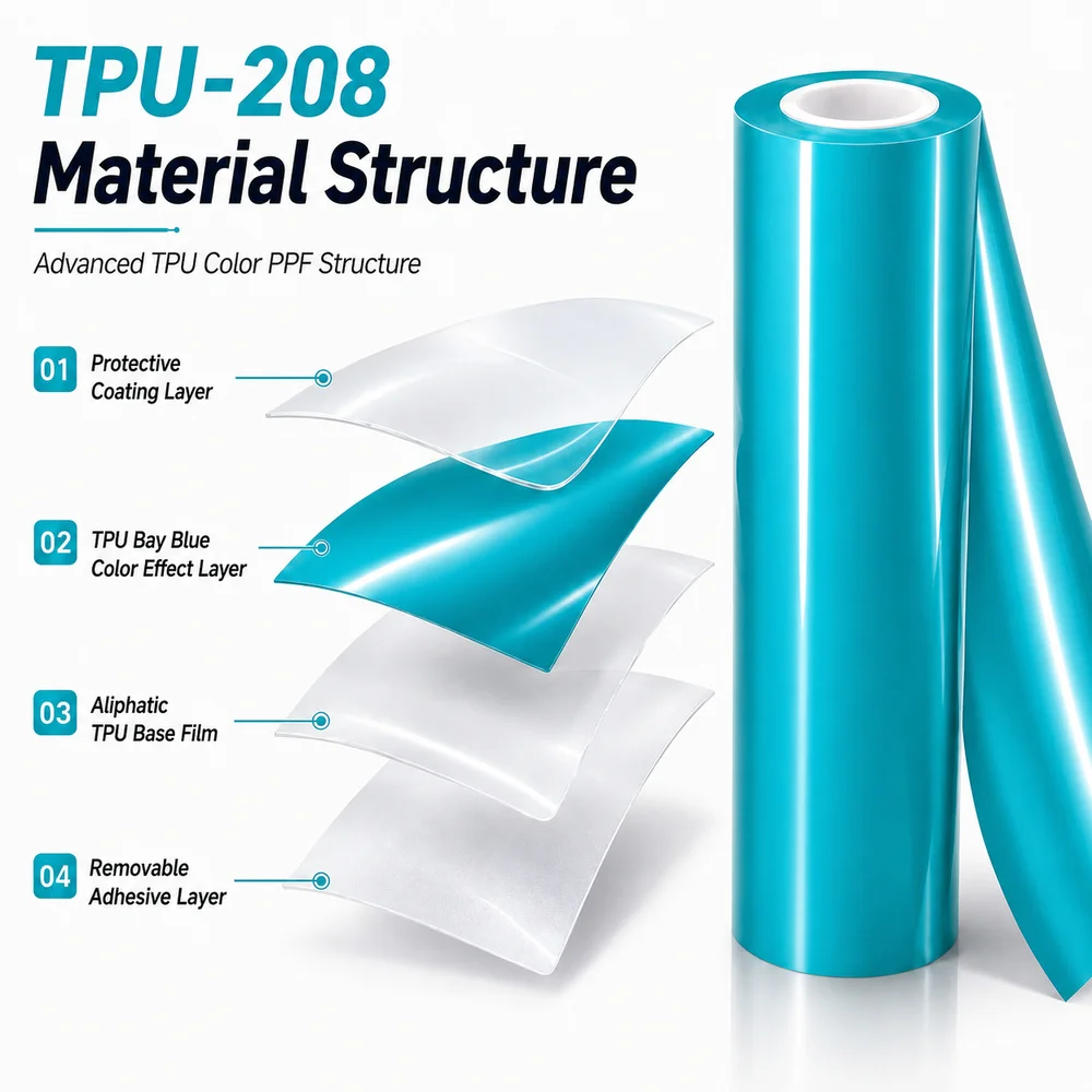 TPU Bay Blue Color PPF Car Paint Protective Film