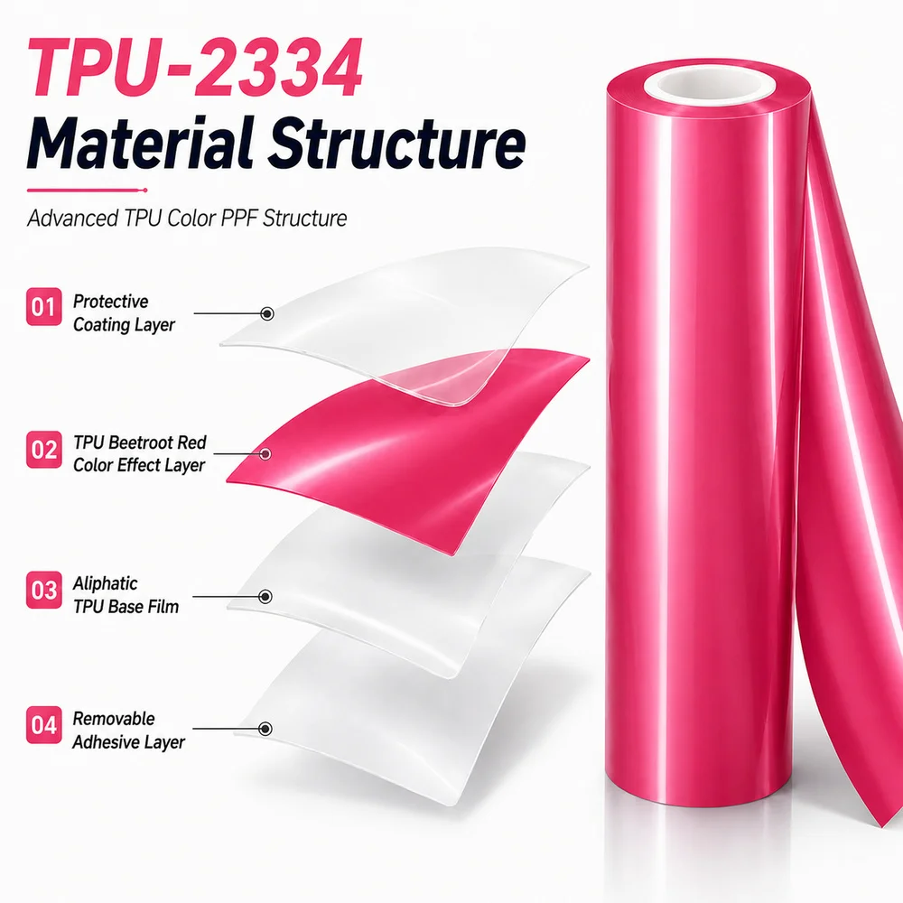 TPU Beetroot Red Color PPF Film For Car