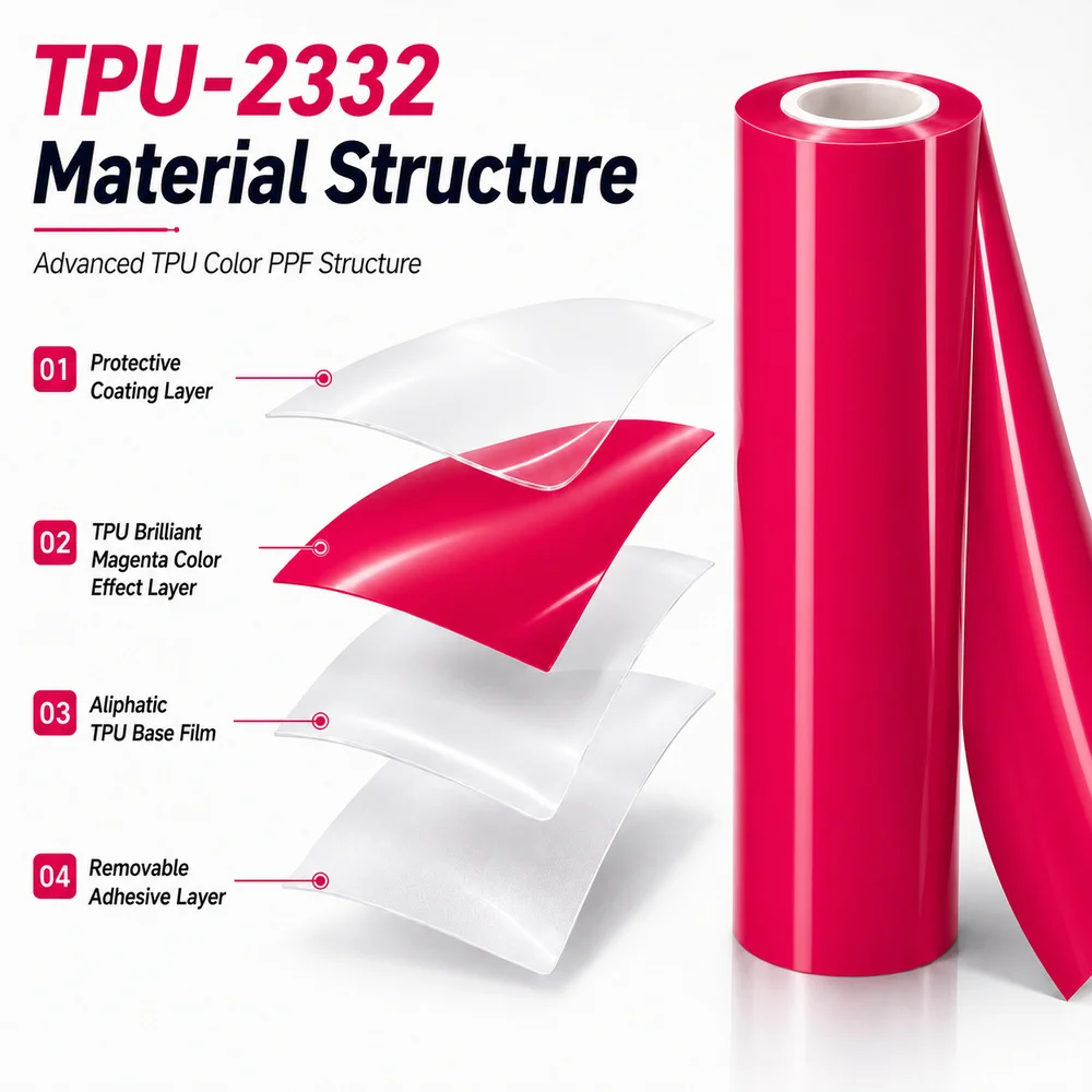 TPU Brilliant Magenta Color PPF-Material structure