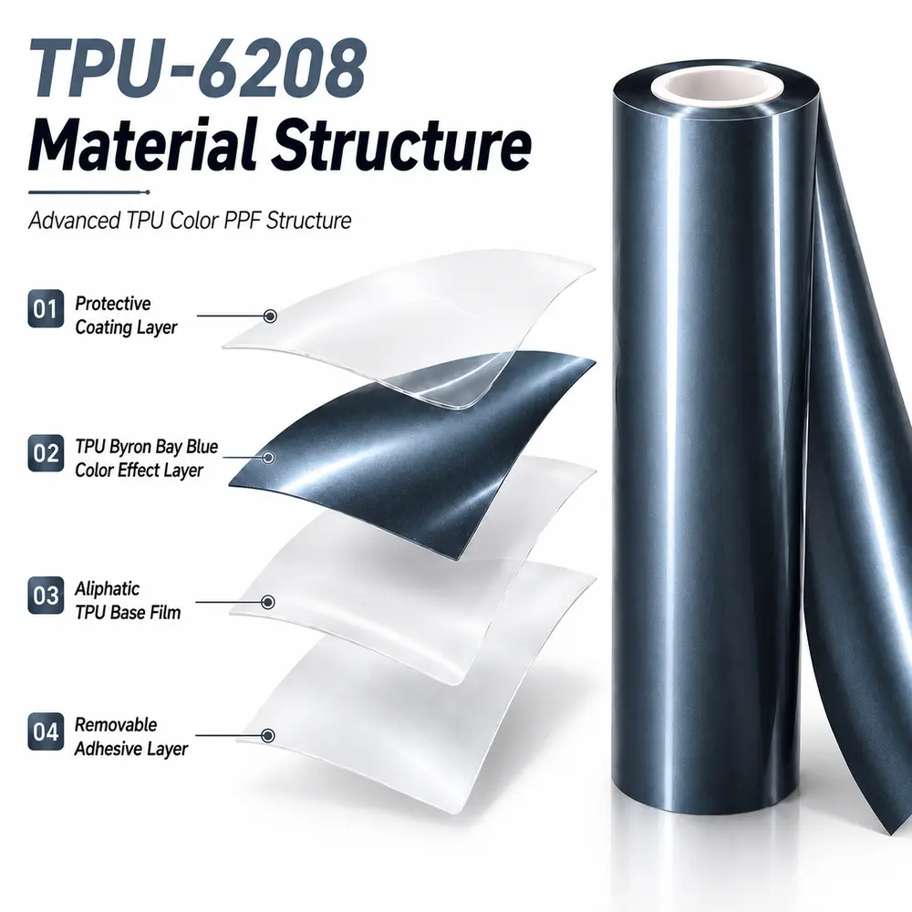 TPU Byron Bay Blue Color PPF Film For Car