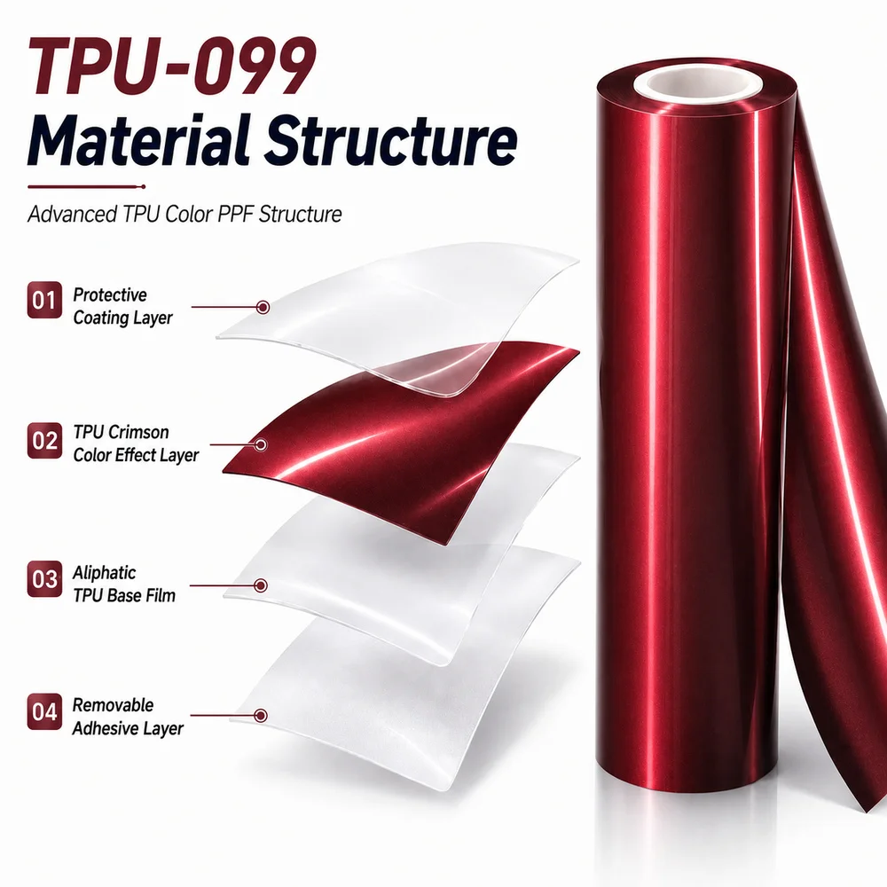 TPU Crimson Color PPF Self-adhesive Car Protection Film