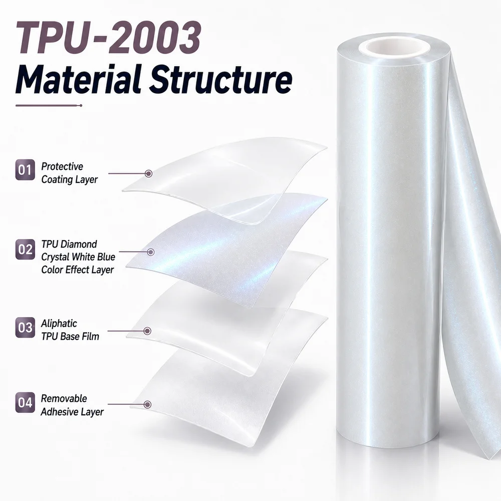 TPU Diamond Crystal White Blue Color PPF Car Paint Protective Film