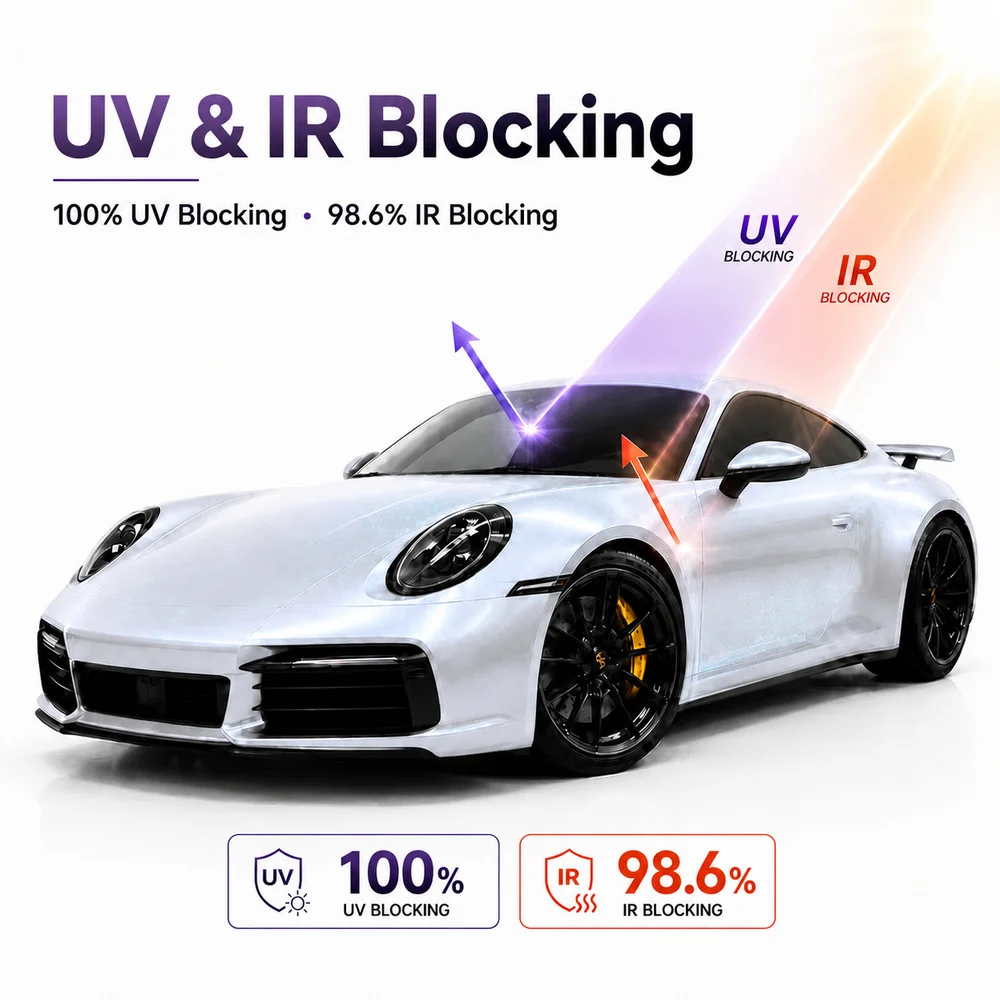 TPU Diamond Crystal White Blue Color PPF Car Paint Protective Film