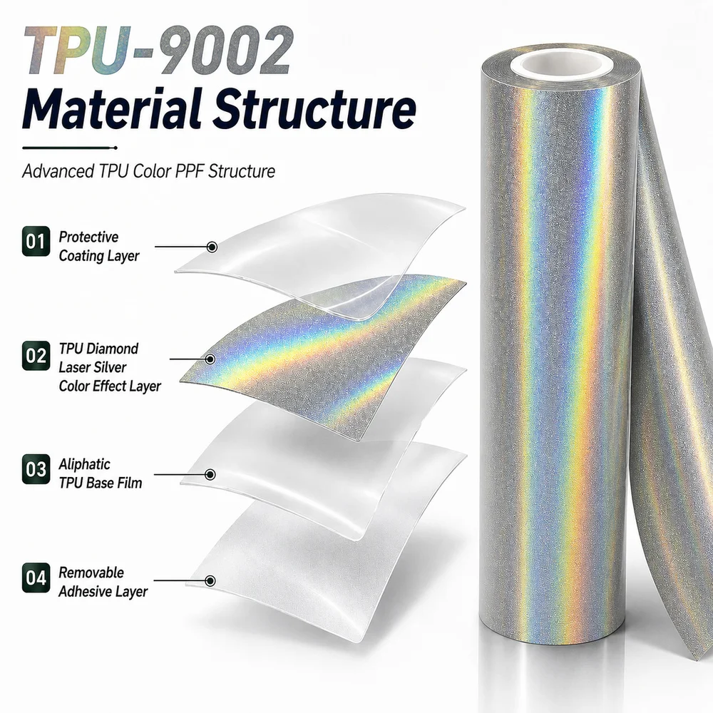 TPU Diamond Laser Silver Color PPF Car Paint Protective Film