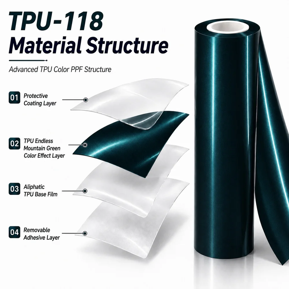 TPU Endless Mountain Green Color PPF Car Protection TPU Film