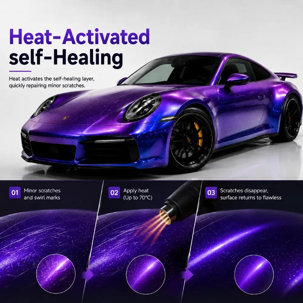 TPU Fancy Galactic Sparkling Chameleon Color PPF-Heat-Activated self-Healing