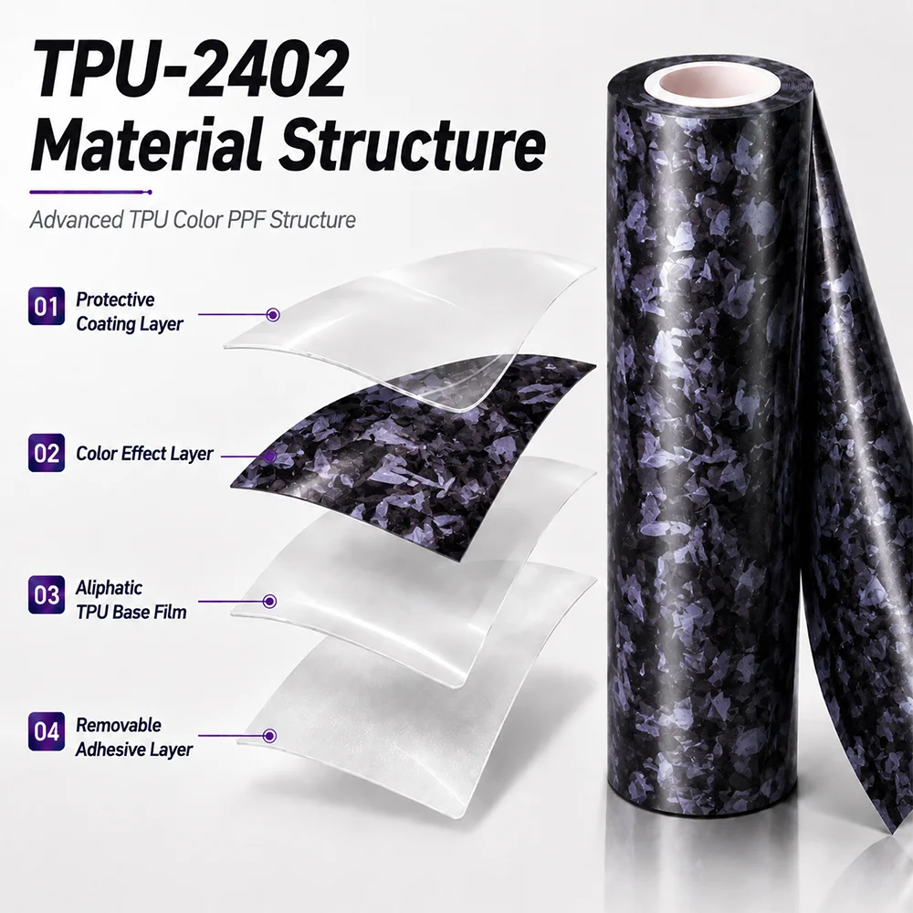 TPU Fragment Forged Carbon Black Color PPF Car Paint Protective Film