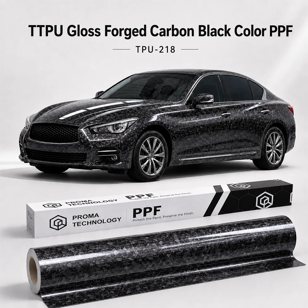 TPU Gloss Forged Carbon Black Color PPF-Main Image