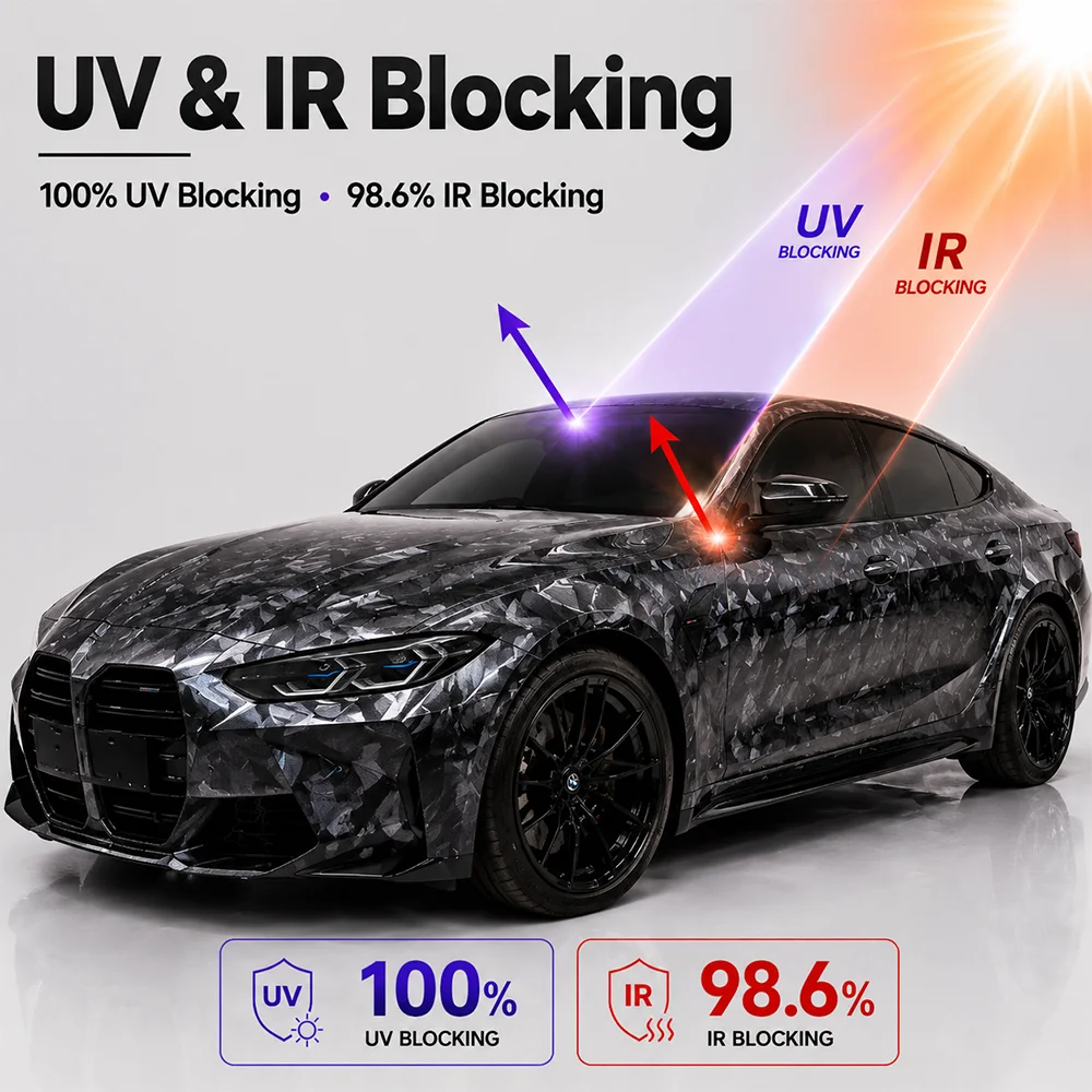 TPU Gloss Forged Carbon Black Color PPF Car Paint Protective Film