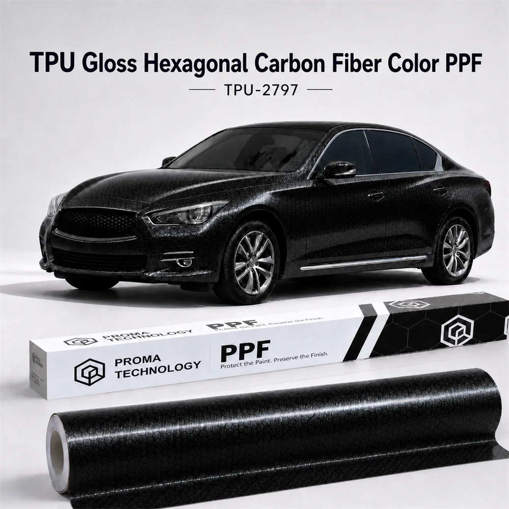TPU Gloss Hexagonal Carbon Fiber Color PPF-Main image display