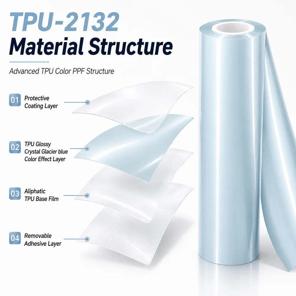 TPU Glossy Crystal Glacier Blue Color PPF