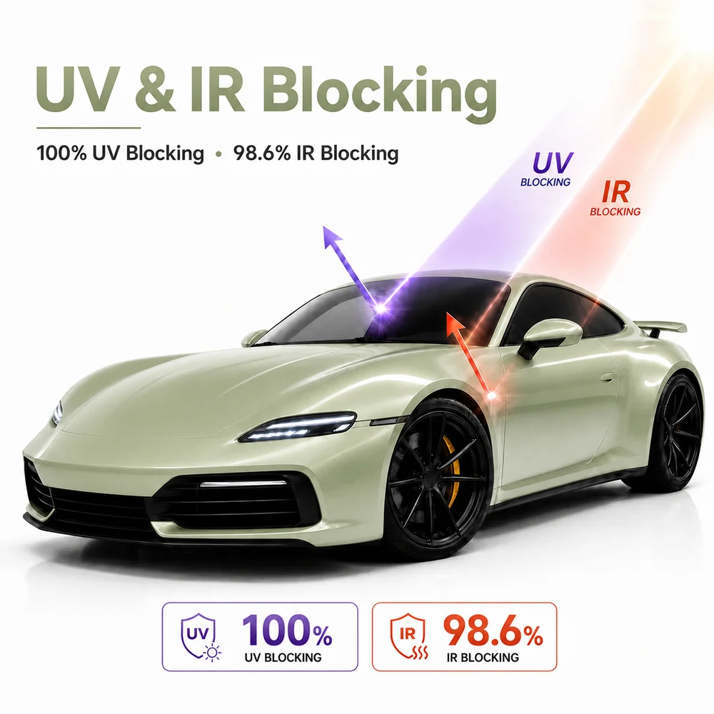 TPU Glossy Crystal Khaki Grey Color PPF Film For Car