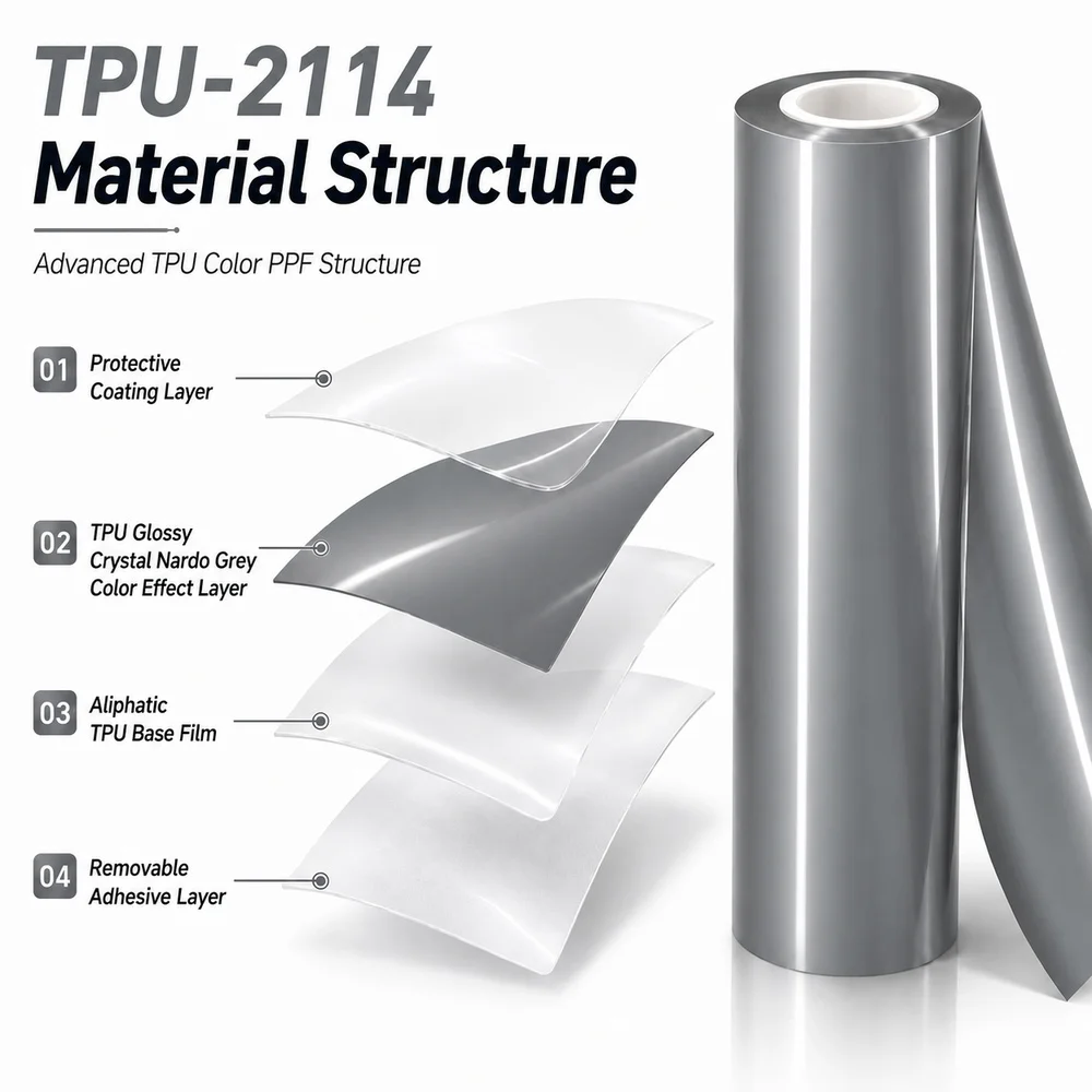TPU Glossy Crystal Nardo Grey Color PPF Car Protection Film