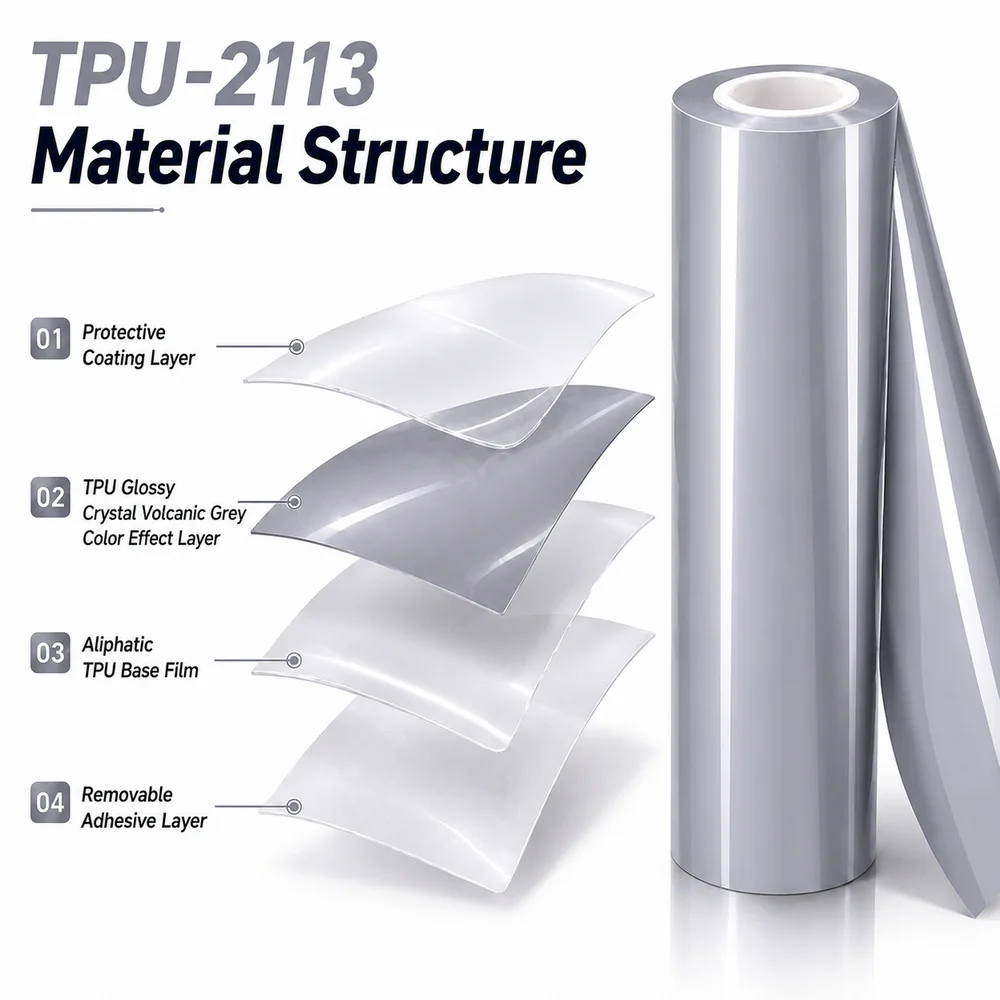 TPU Glossy Crystal Volcanic Grey Color PPF Car Protective Film