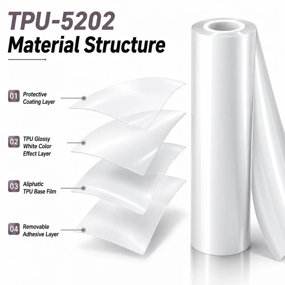 TPU Glossy White Color PPF Car Paint Protective Film