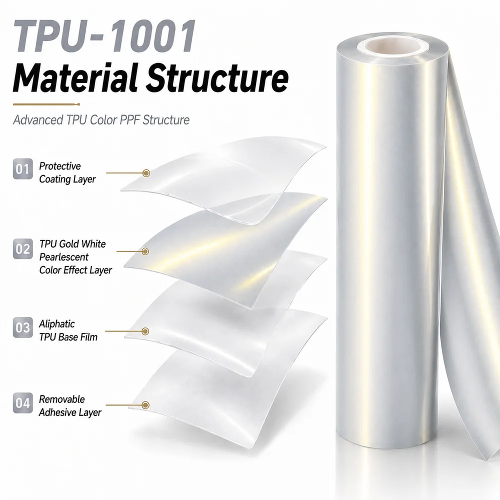 TPU Gold White Pearlescent Color PPF Car Paint Protective Film