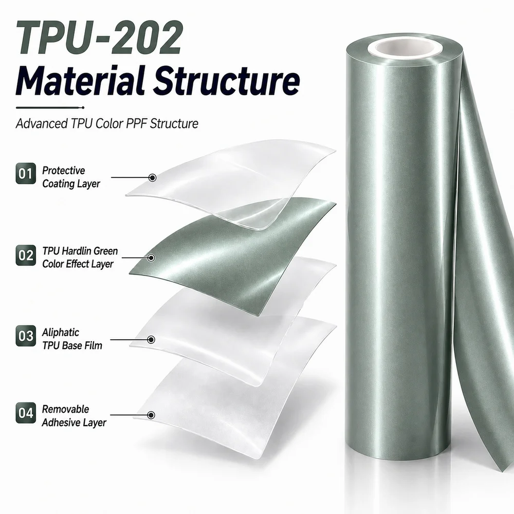 TPU Hardlin Green Color PPF Self-adhesive Car Protection Film