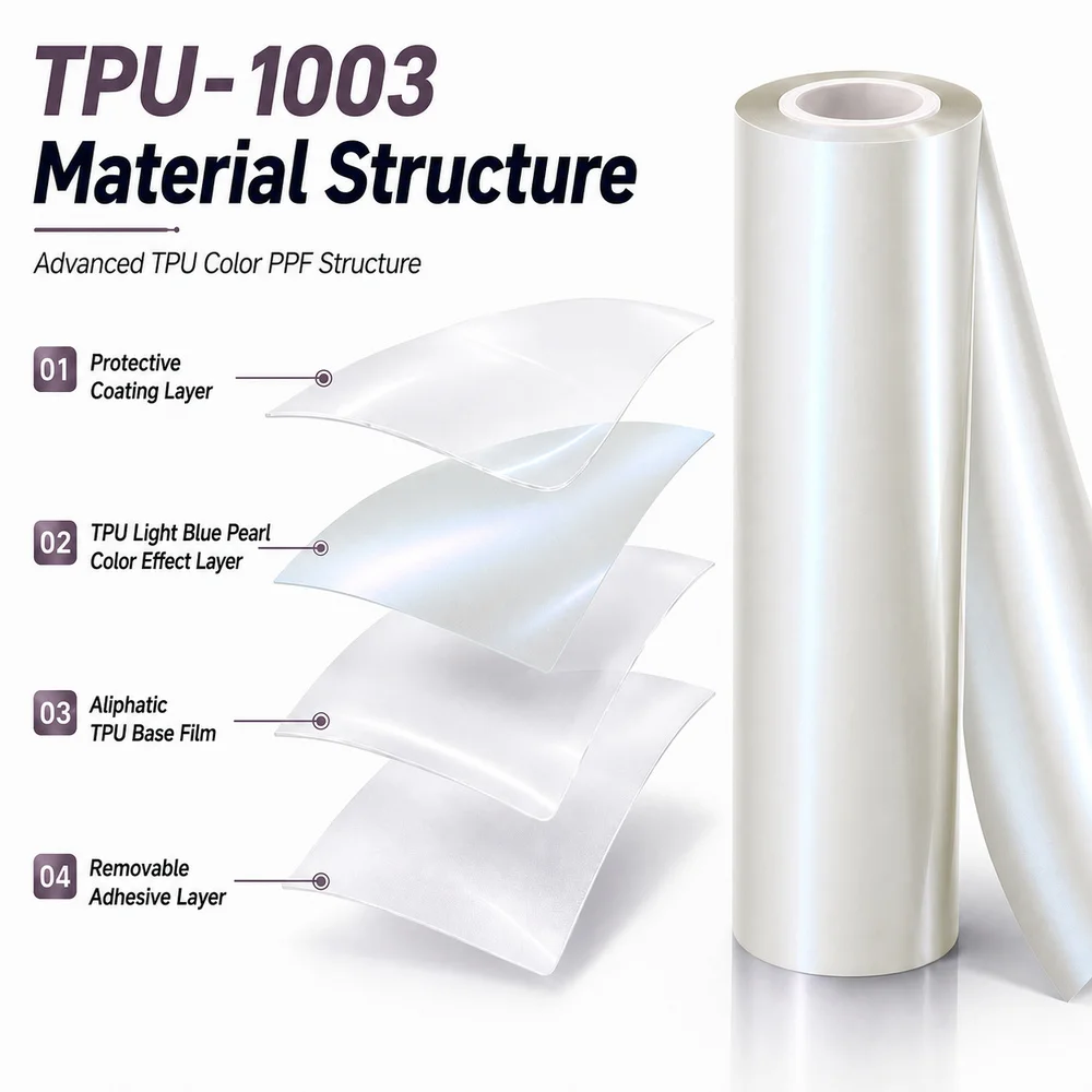 TPU Light Blue Pearl Color PPF Car Paint Protective Film