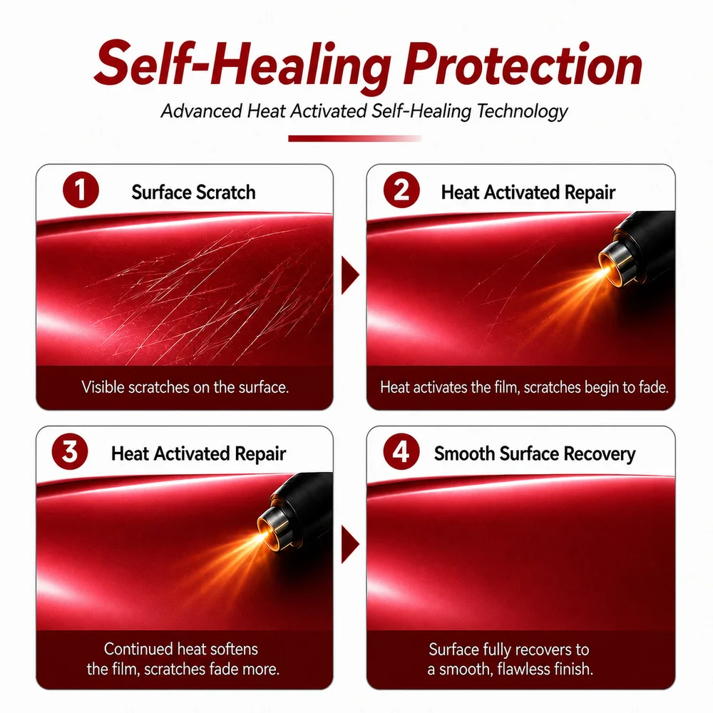 TPU Liquid Metal Cherry Red Color PPF Car Paint Protective Film