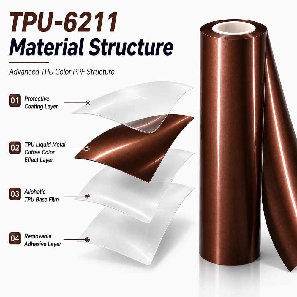TPU Liquid Metal Coffee Color PPF Car Paint Protective Film