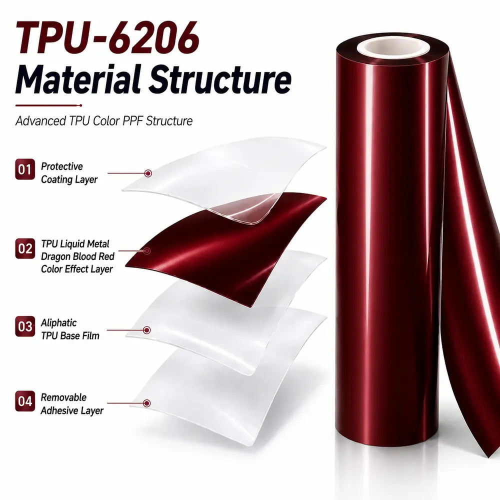 TPU Liquid Metal Dragon Blood Red Color PPF