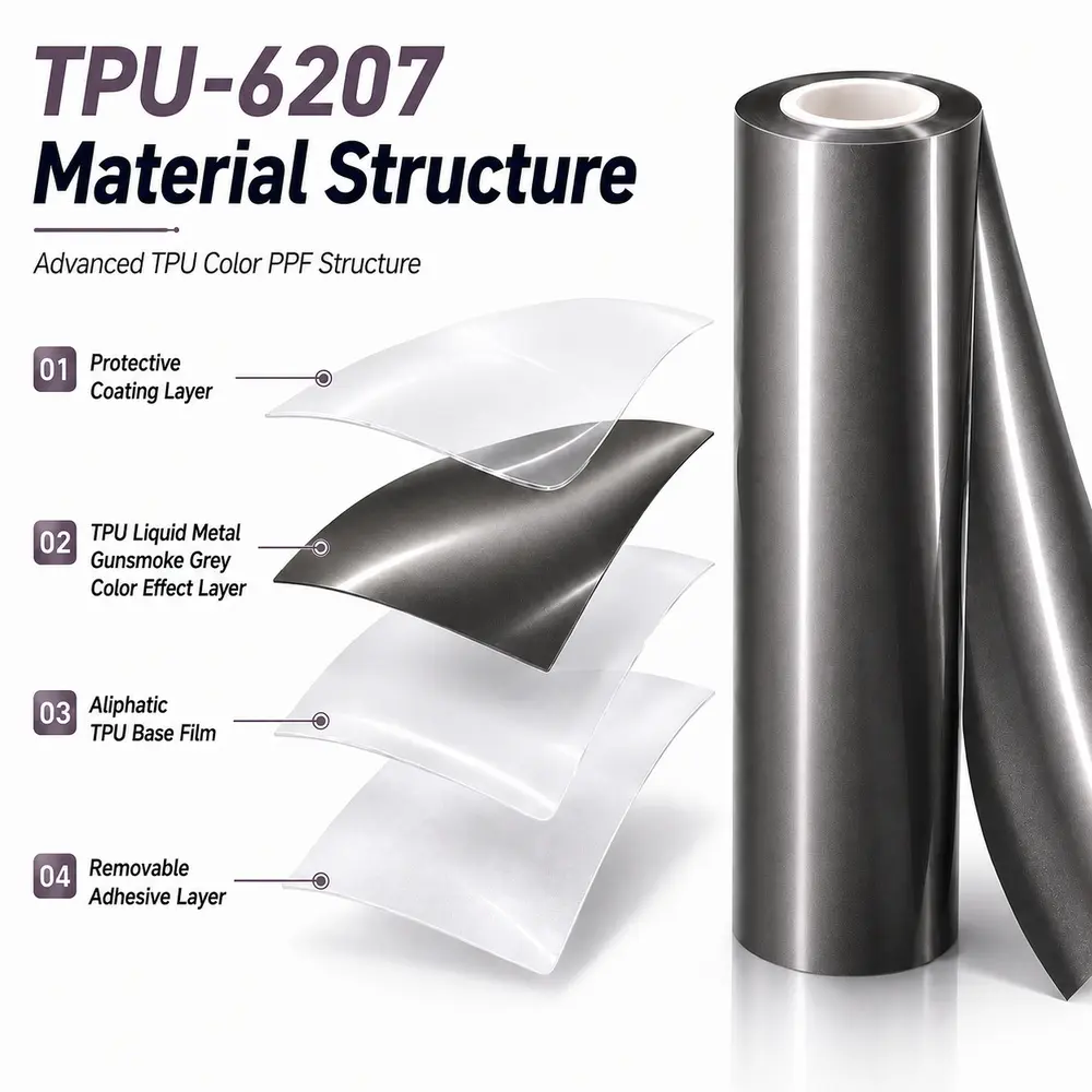 TPU Liquid Metal Gunsmoke Grey Color PPF Car Body Film