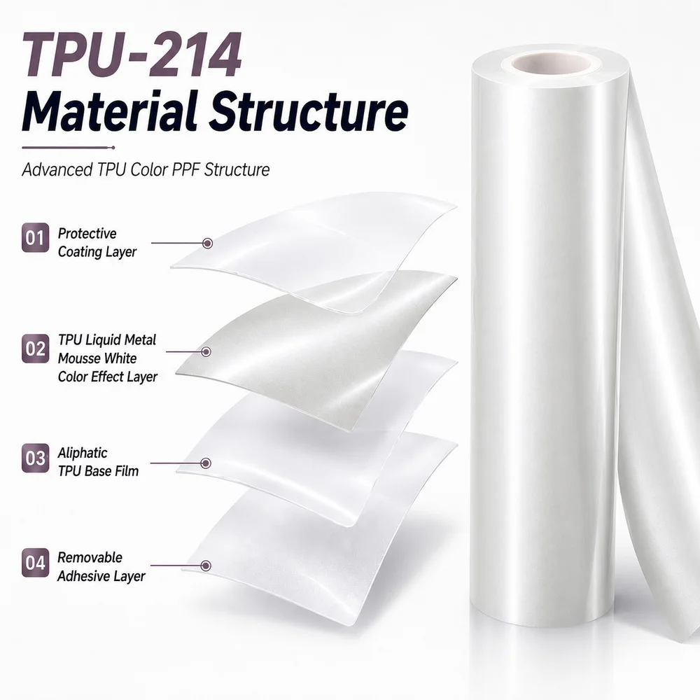 TPU Liquid Metal Mousse White Color PPF Paint Protection Film for Car