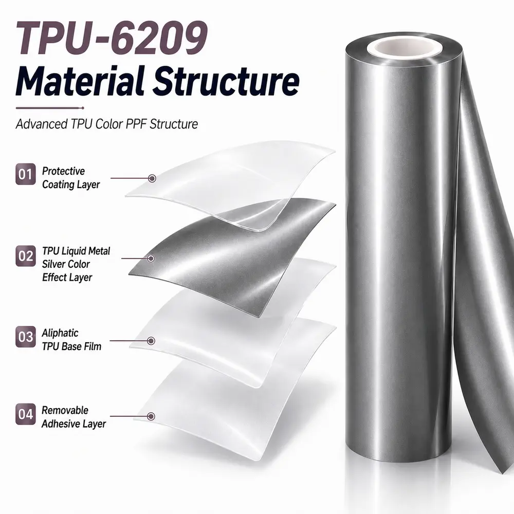TPU Liquid Metal Silver Color PPF Car Protective Film