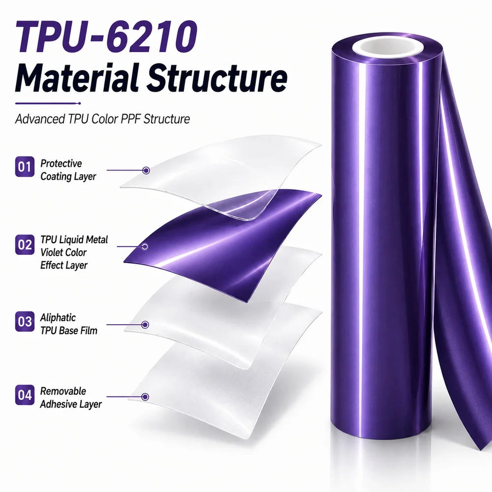 TPU Liquid Metal Violet Color PPF Car Paint Protective Film