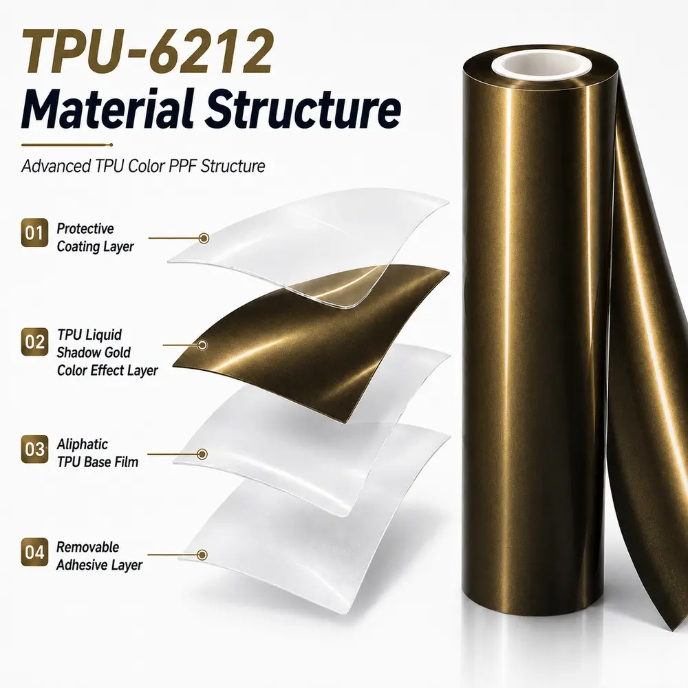 TPU Liquid Shadow Gold Color PPF Self-adhesive Car Protection Film