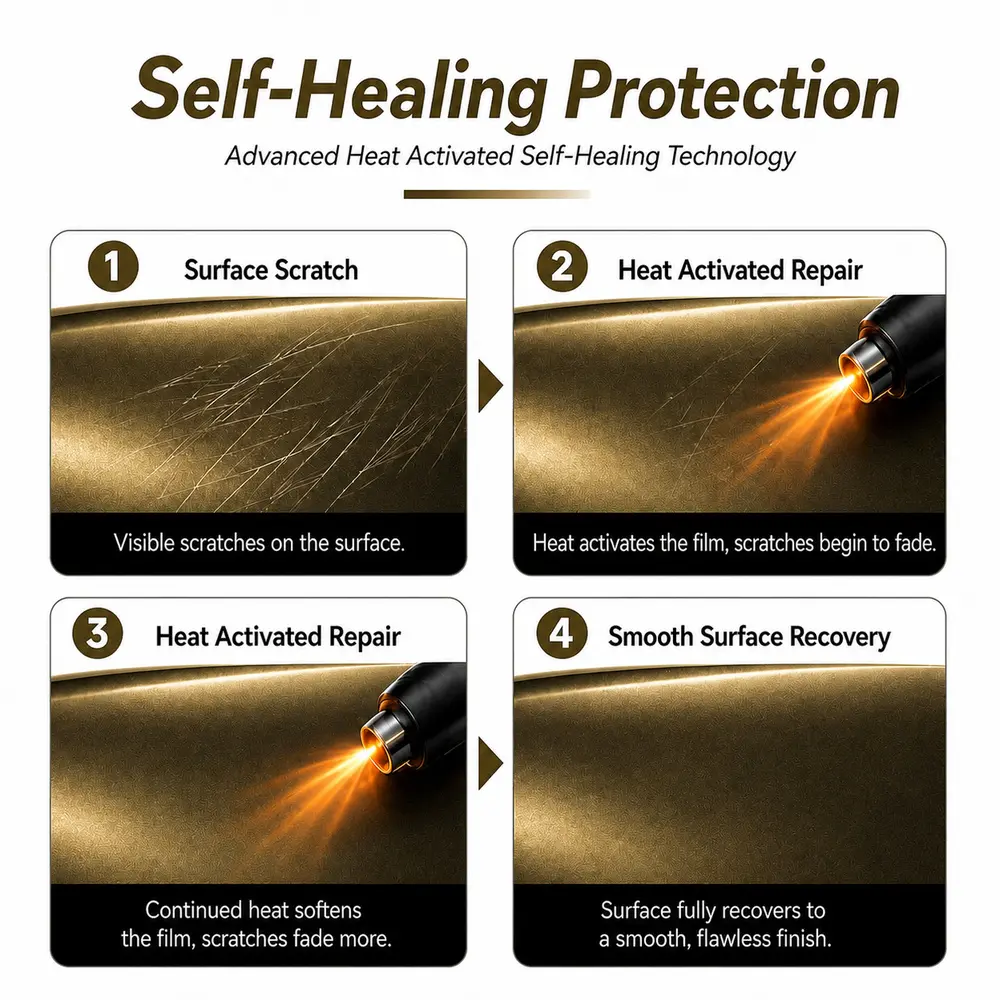 TPU Liquid Shadow Gold Color PPF Self-adhesive Car Protection Film
