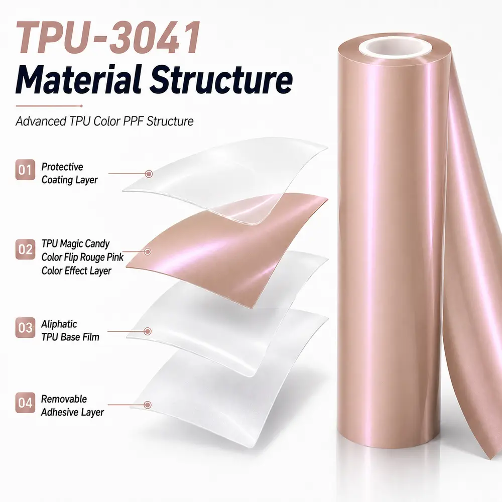 TPU Magic Candy Color Flip Rouge Pink Color PPF