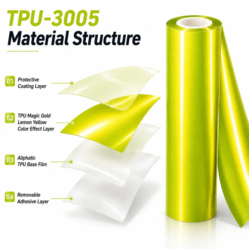 TPU Magic Gold Lemon Yellow Color PPF Car Paint Protective Film
