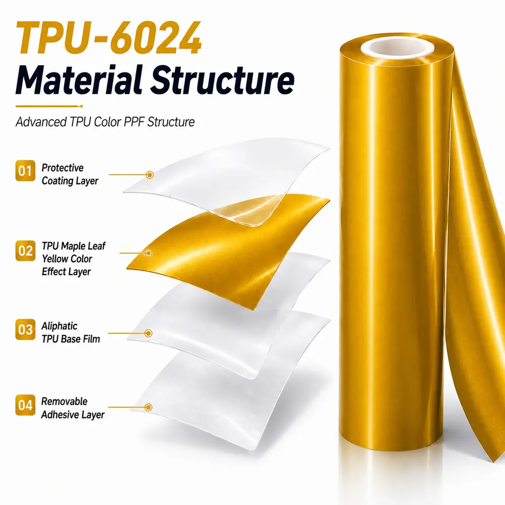 TPU Maple Leaf Yellow Color PPF Self-adhesive Car Protection Film