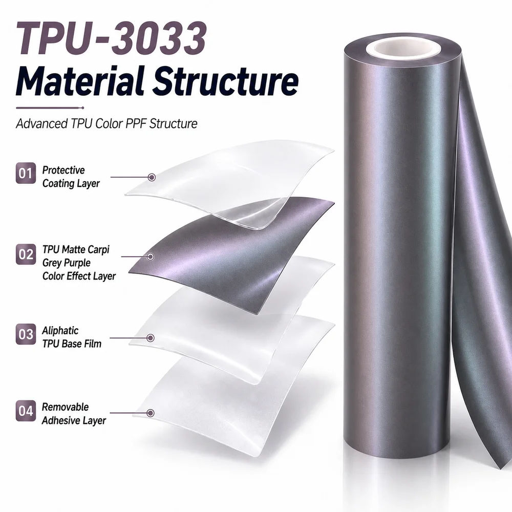 TPU Matte Carpi Grey Purple Color PPF Car Body Film