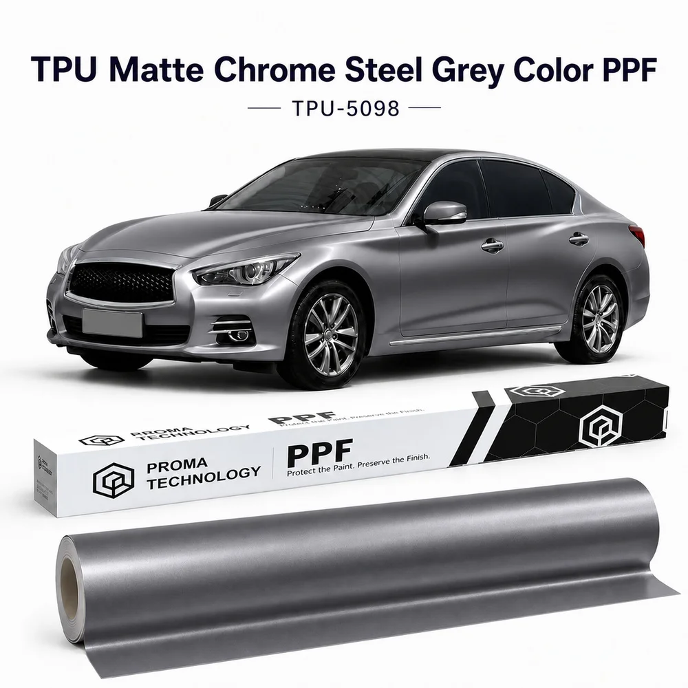 TPU Matte Chrome Steel Grey Color PPF-Main image display