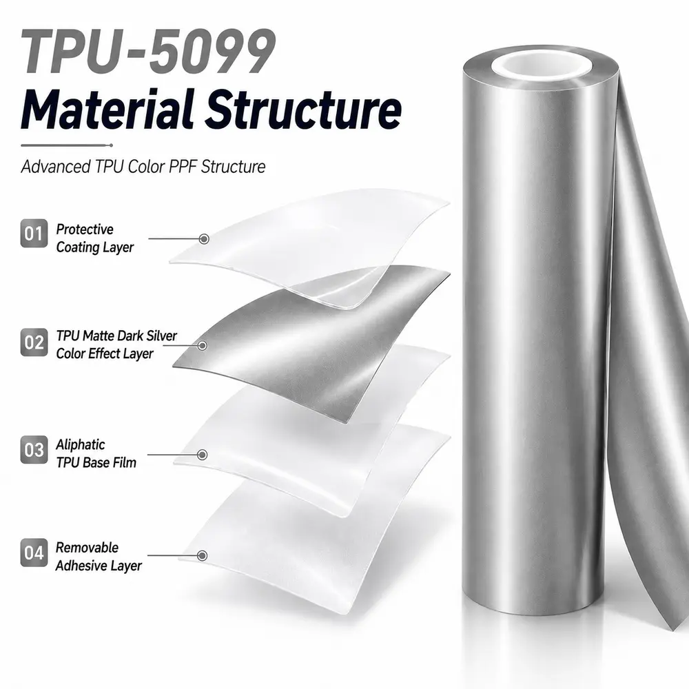 TPU Matte Dark Silver Color PPF Car Paint Protective Film