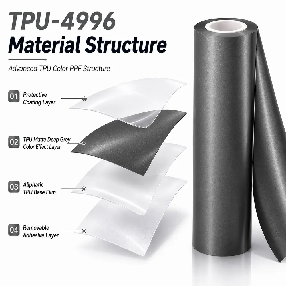 TPU Matte Deep Grey Color PPF Car Protective Film