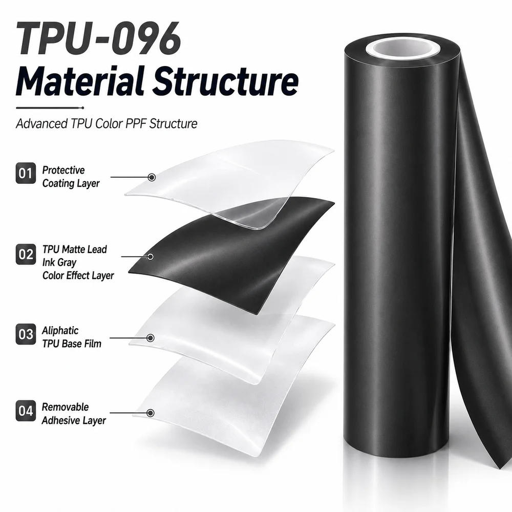 TPU Matte Lead Ink Gray Color PPF Self-adhesive Car Protection Film