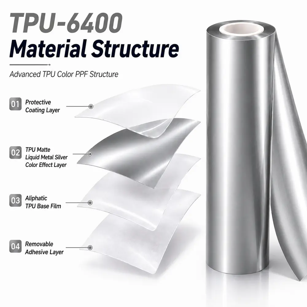 TPU Matte Liquid Metal Silver Color PPF